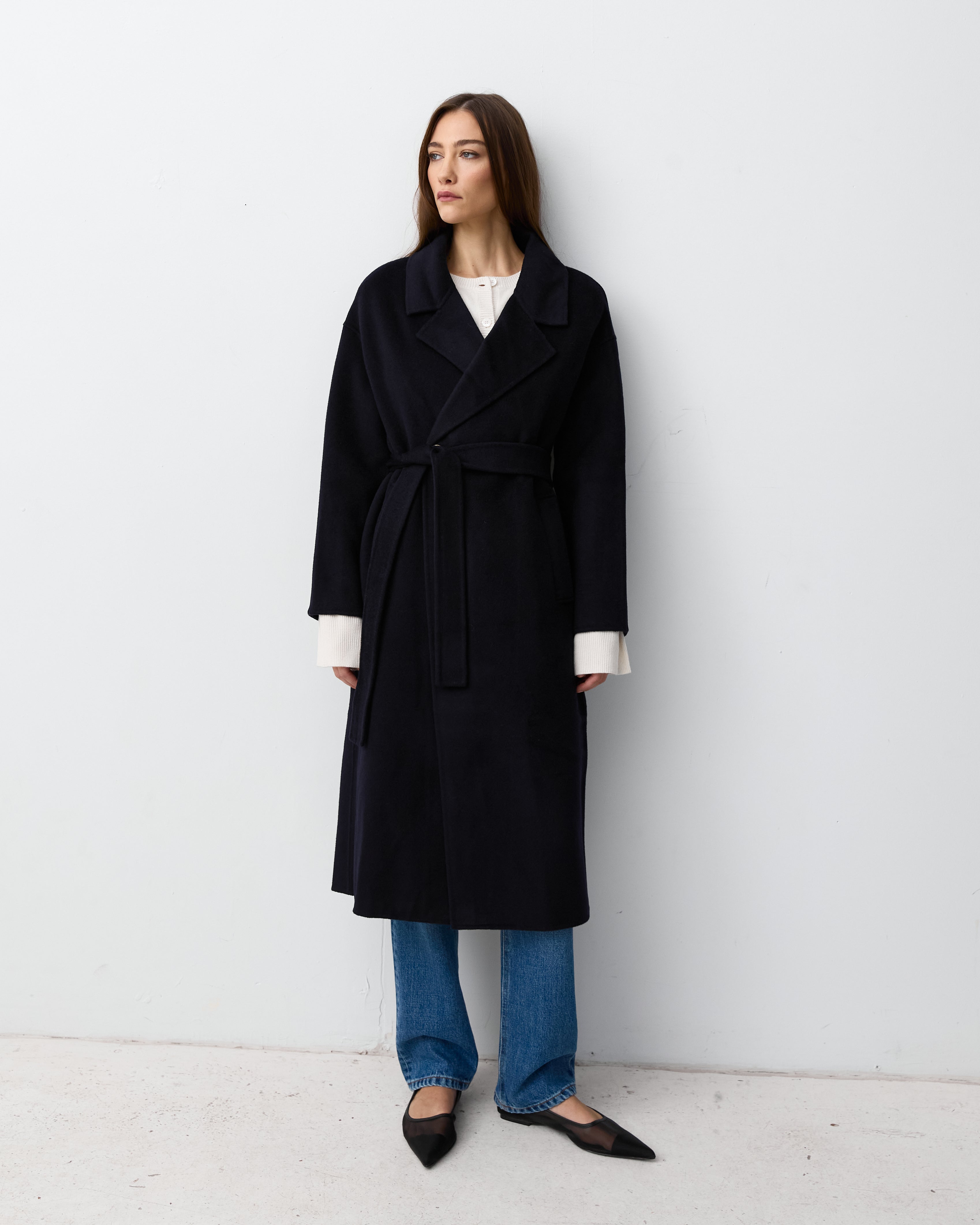 Black wool coat women coat 1124# Black wool coat women coat 1124#