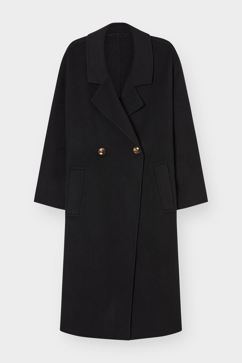 The London Coat Black | Oversized Cashmere Wool Coat | The Curated