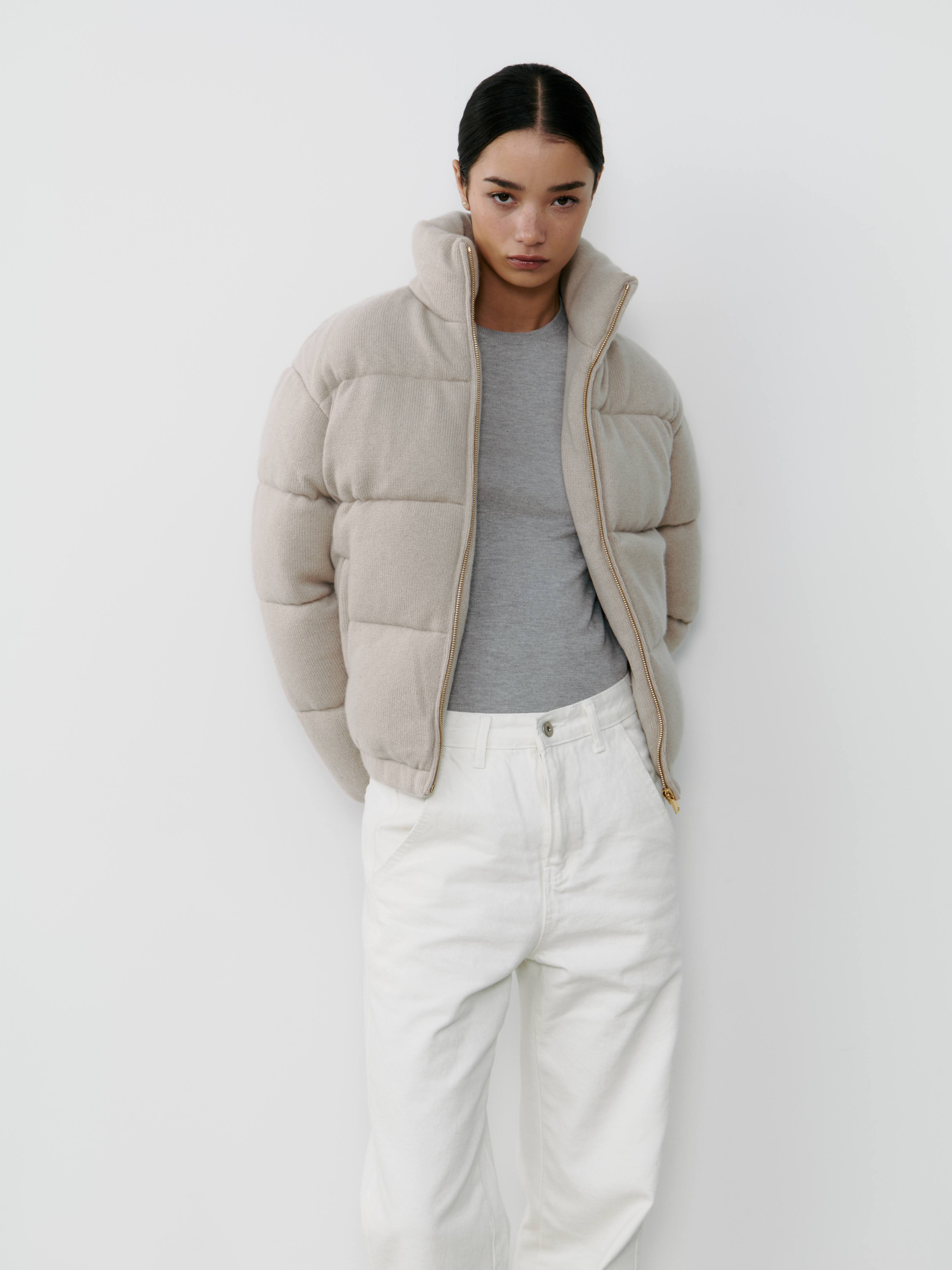 Beige hot sale down jacket