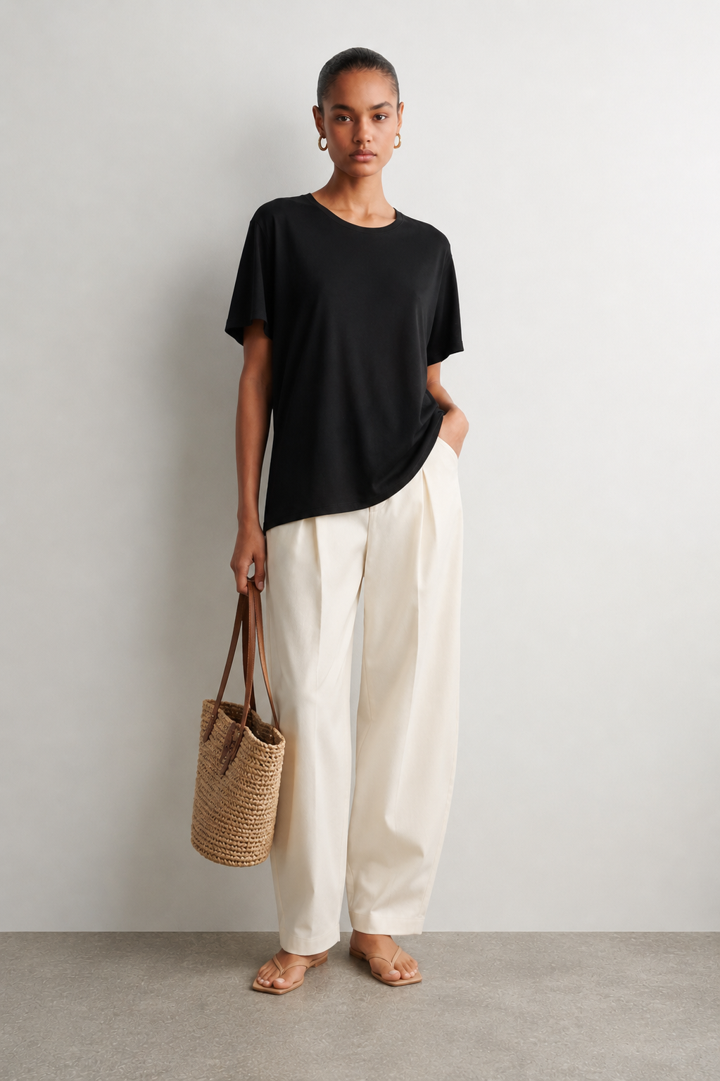 The Side Tee Black | Silk Cashmere | The Curated AU – THE CURATED