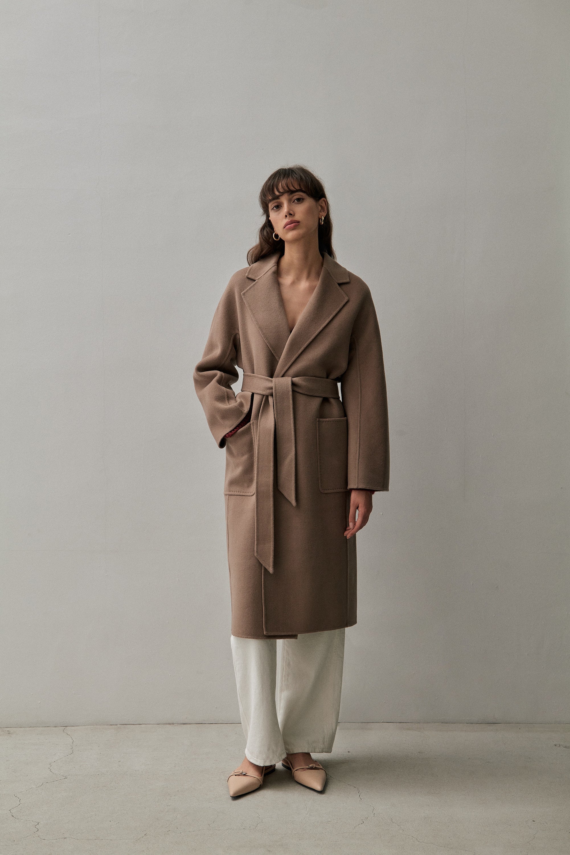 Wool Blend Coat Taupe Wool Coat Womens Long Coat Taupe Wool Coat