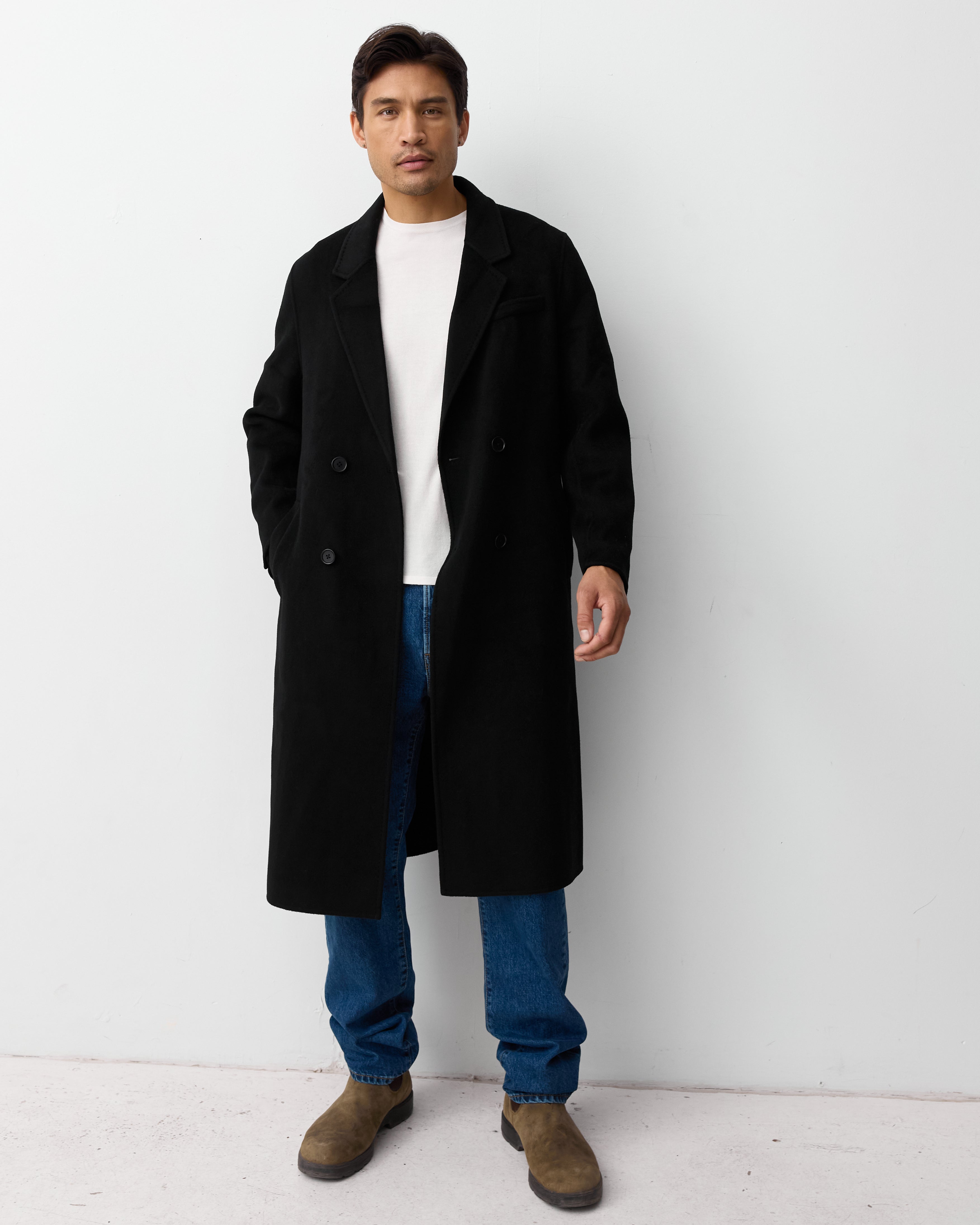 THE MENS DOUBLE BREASTED COAT BLACK