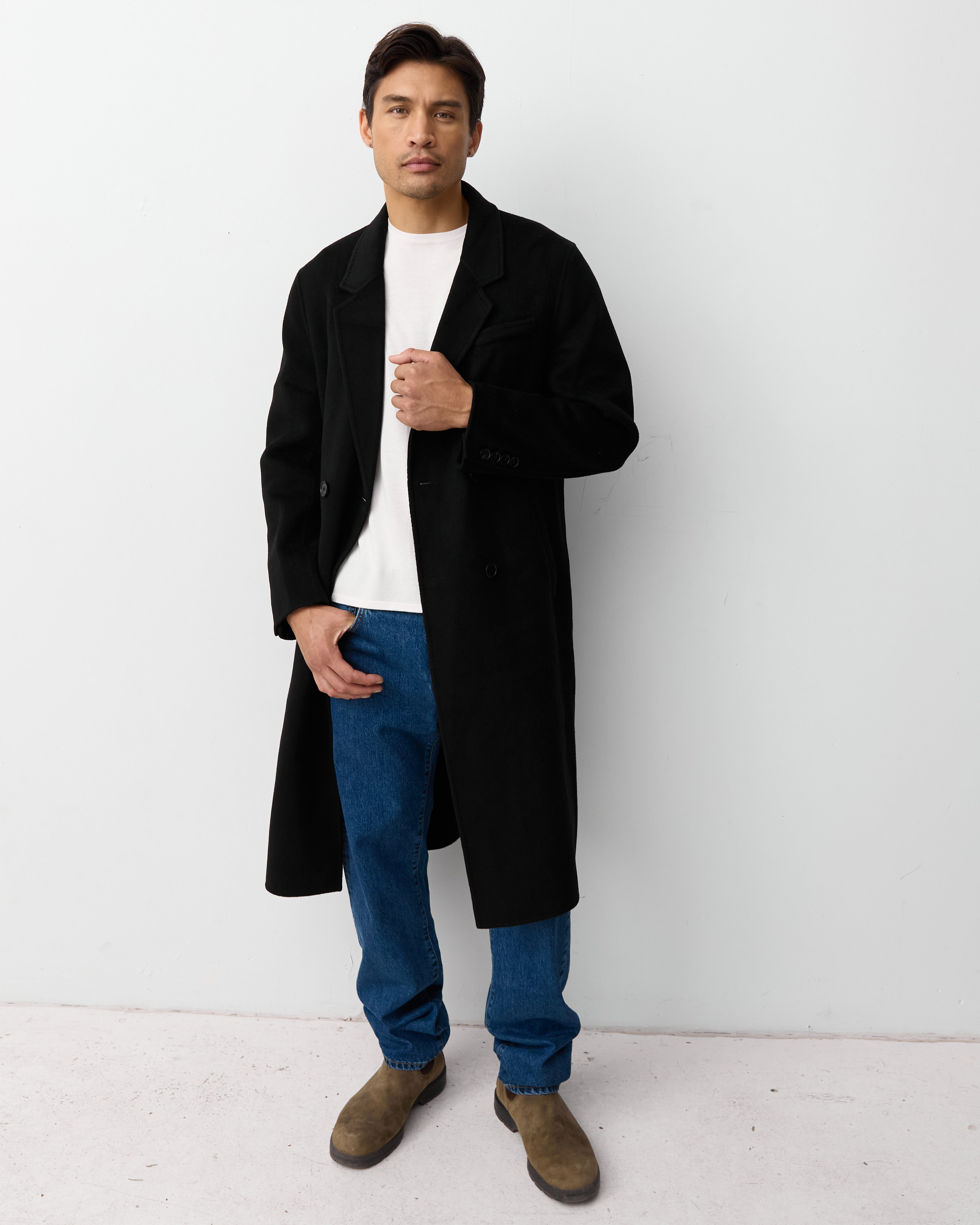 THE MENS DOUBLE BREASTED COAT - BLACK – THE CURATED