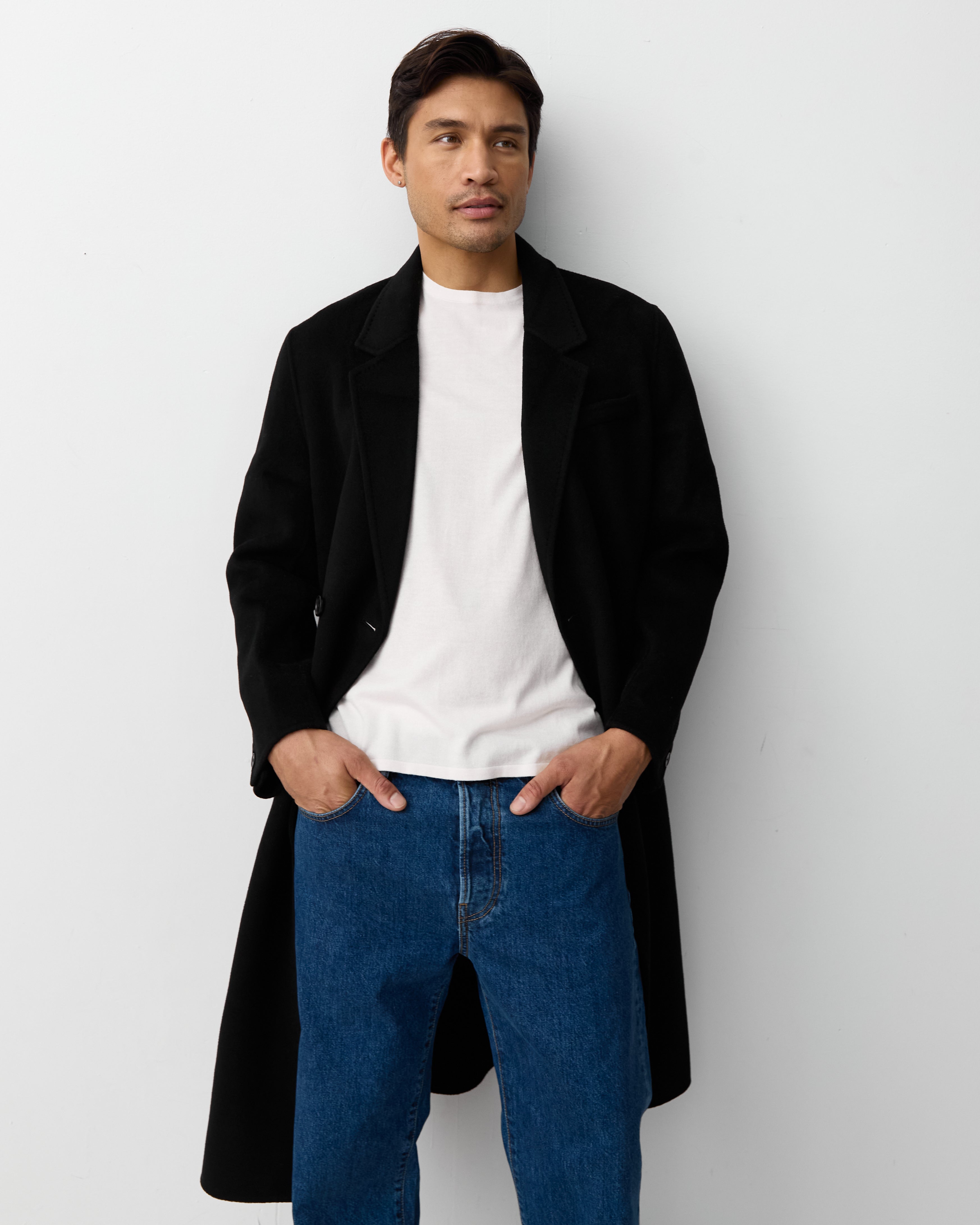 THE MENS DOUBLE BREASTED COAT - Black XS THE MENS DOUBLE BREASTED COAT - Black XS