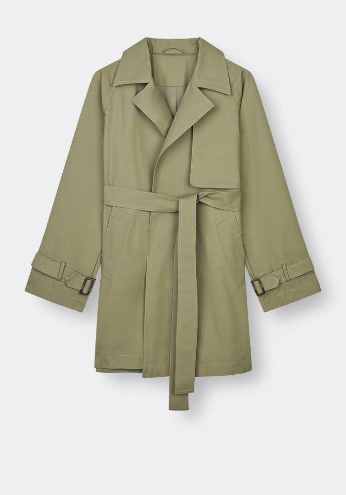 YOKE 21AW REVERSIBLE TRENCH COAT SAGE GREEN style.8.13