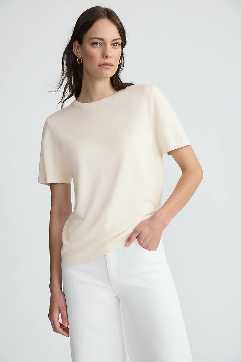 The Silk Tee Ivory | Silk Cashmere Knit | The Curated AU – THE CURATED