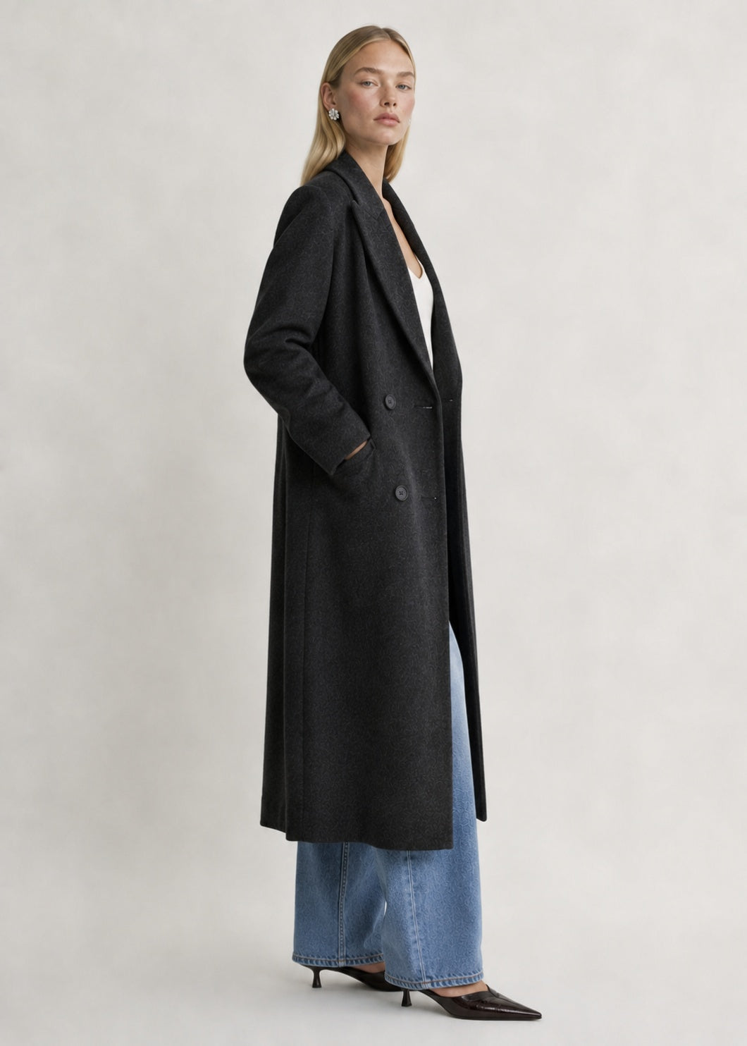 The New York Coat Charcoal | Cashmere Merino Coat | The Curated AU