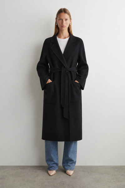 The Classic Coat Black | Cashmere Wool Blend Coat | The Curated AU