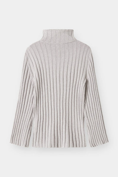 THE RIBBED TURTLENECK - GREY MELANGE – THE CURATED
