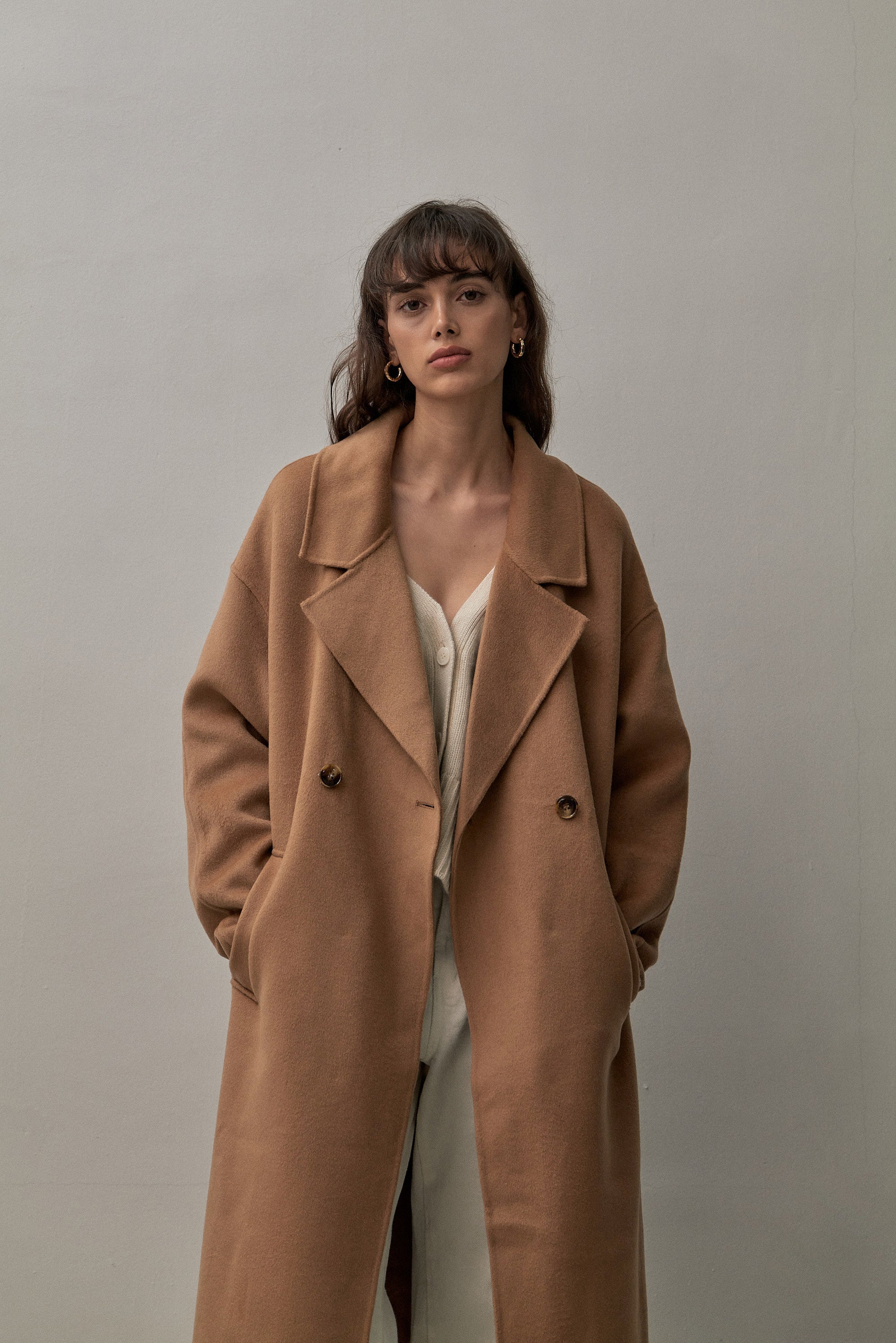 Oversized camel outlet wool coat