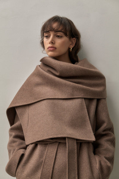 DOUBLE FACED SCARF- CHOCOLATE MELANGE – THE CURATED